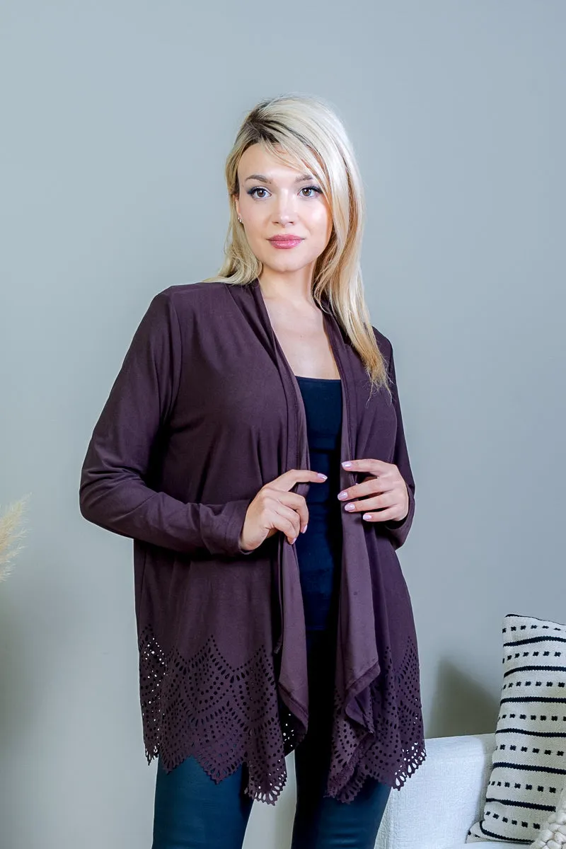 Asymmetrical Handkerchief Draped Open Front Long Sleeve Cardigan (J128M)