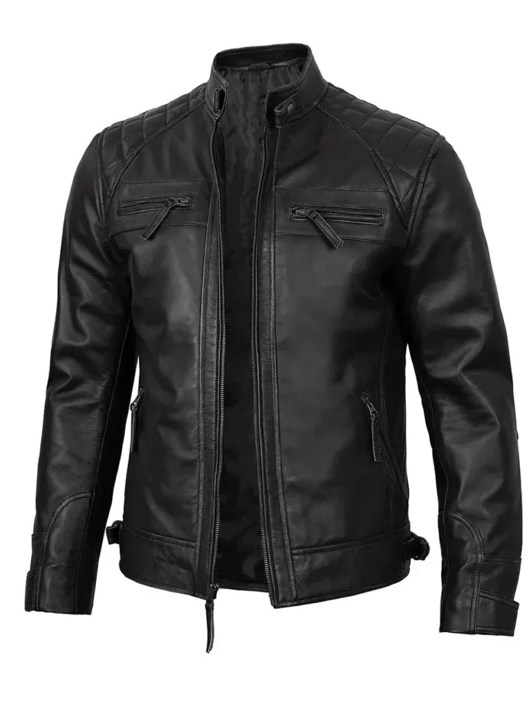 Black Cafe Racer Biker Jacket