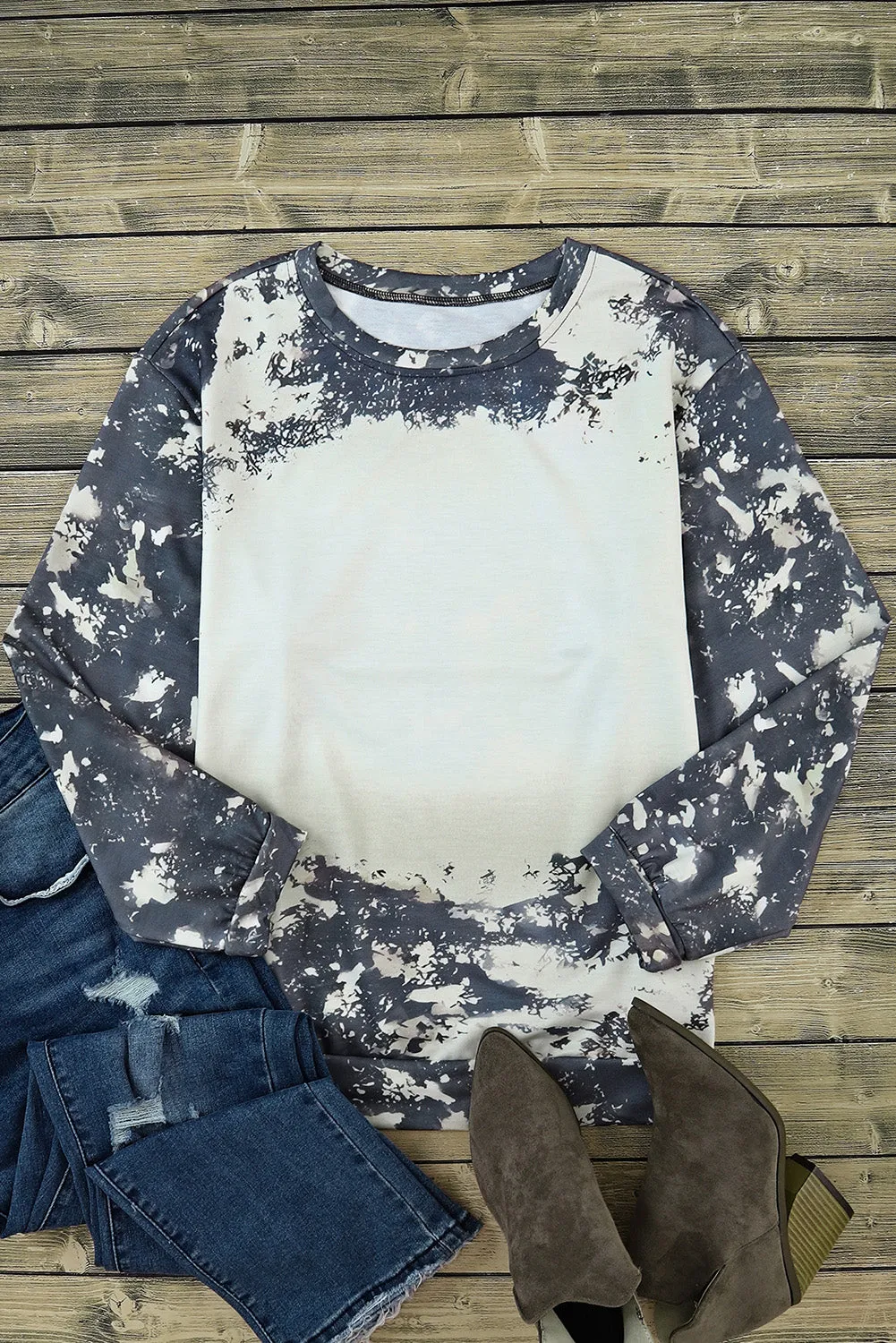 Bleached Tie Dye Long Sleeve Top