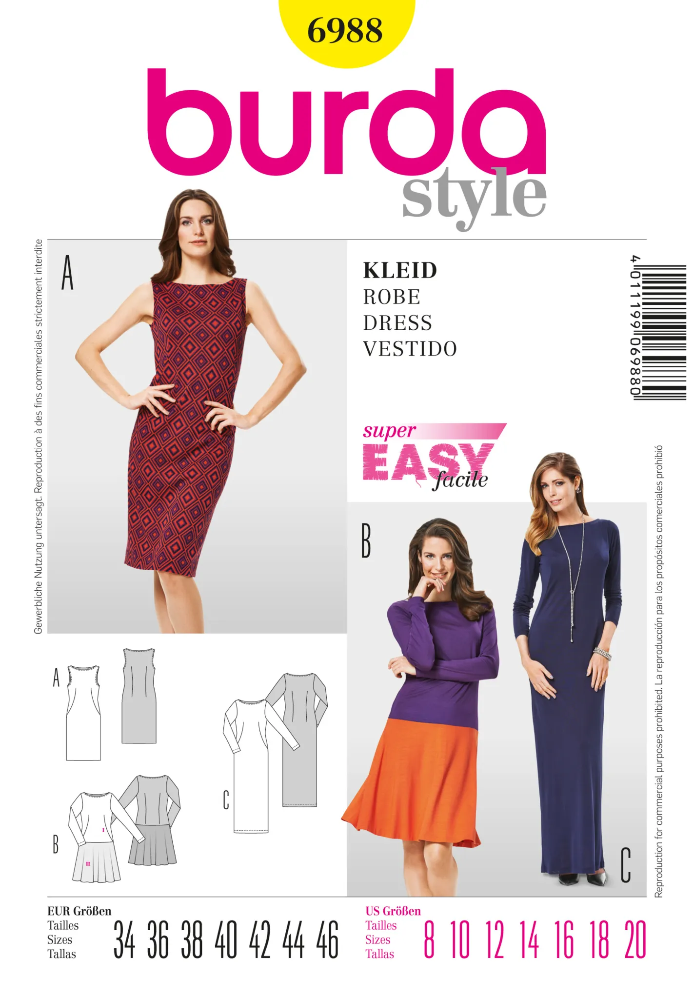 Burda 6988 Dress Sewing Pattern