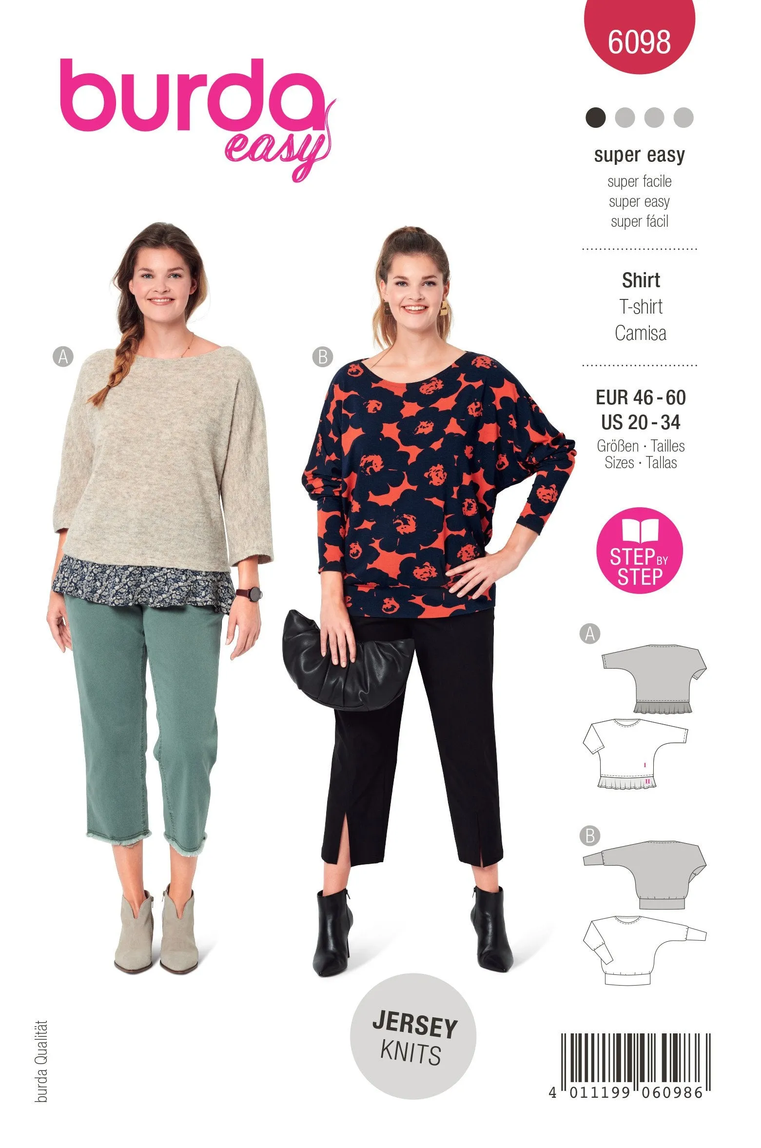 Burda Sewing Pattern 6098 Top with Kimono Sleeves