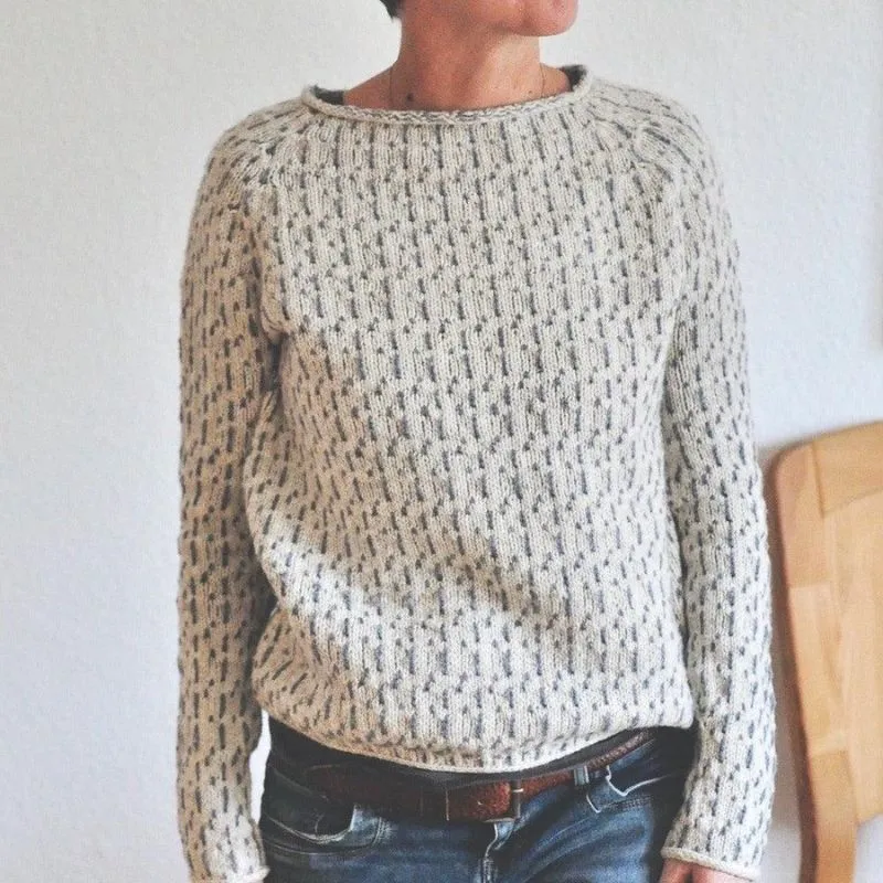 Chic Round Neck Long Sleeve Sweater