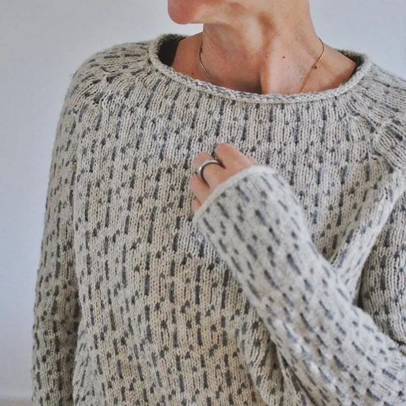 Chic Round Neck Long Sleeve Sweater