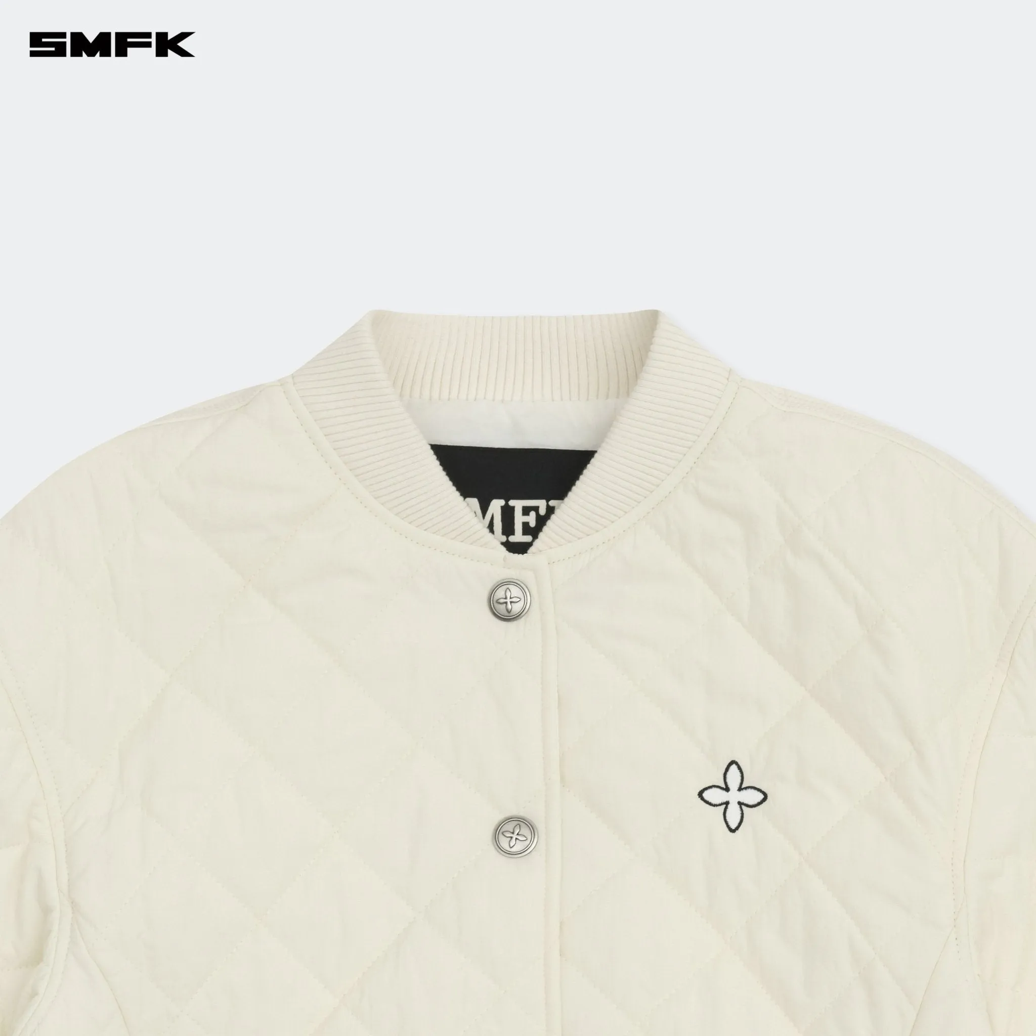 Compass Winter Badge Baseball Jacket In Cream