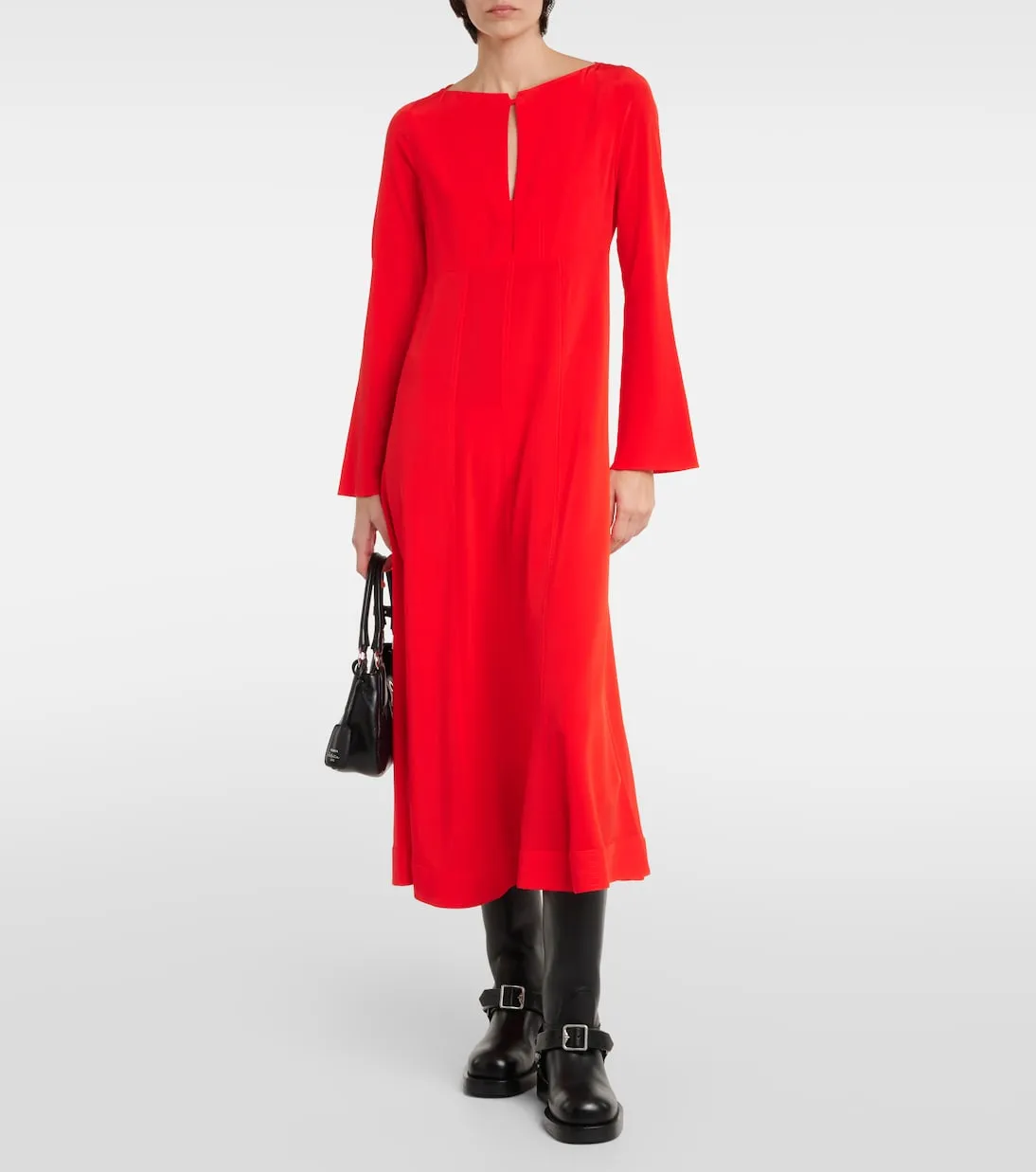 Dorothee Schumacher Sophisticated Voluminous Silk Midi Dress, Red