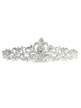 Girls Silver Rhinestone Sophisticated Wedding Pageant Tiara