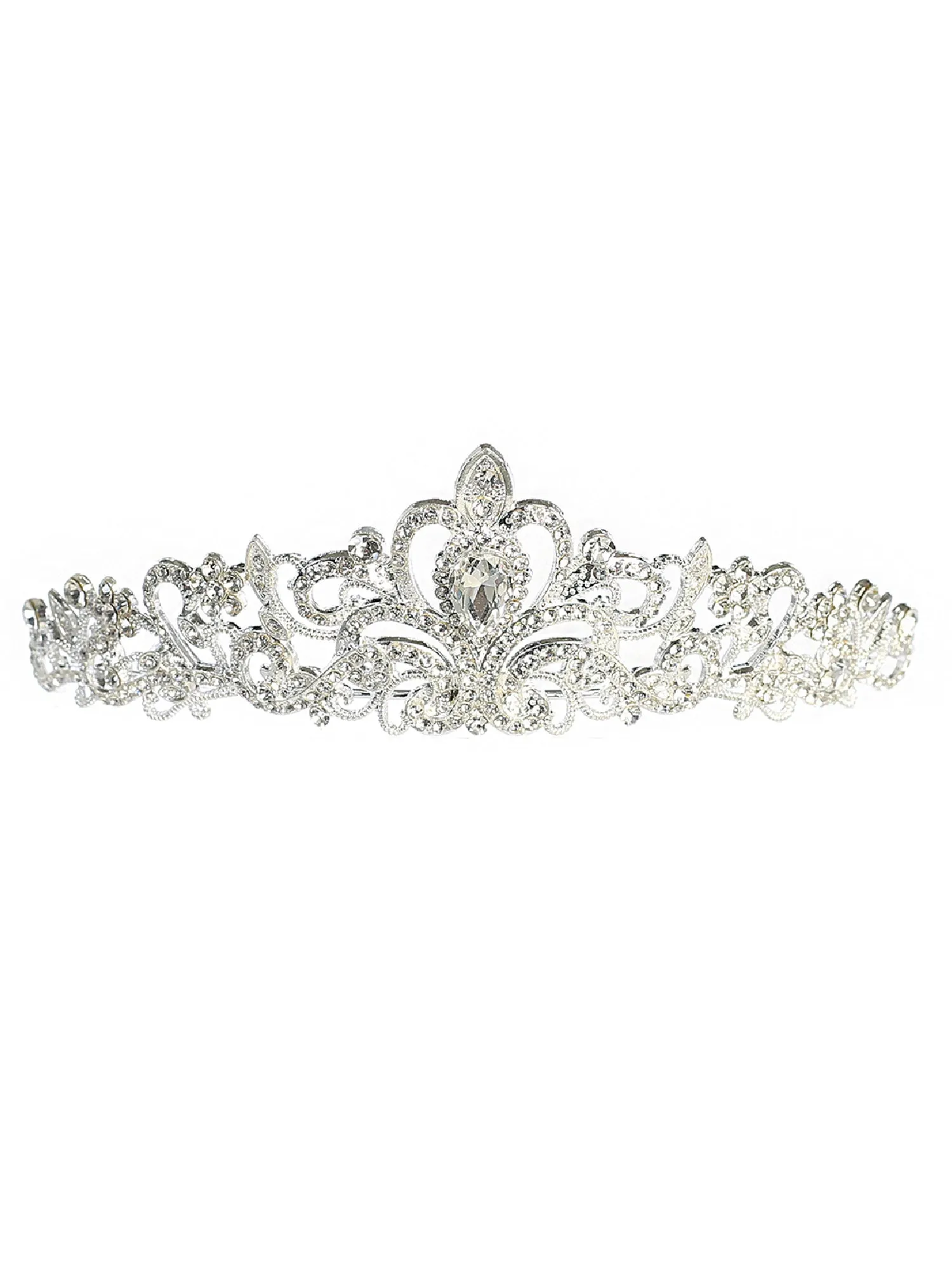 Girls Silver Rhinestone Sophisticated Wedding Pageant Tiara