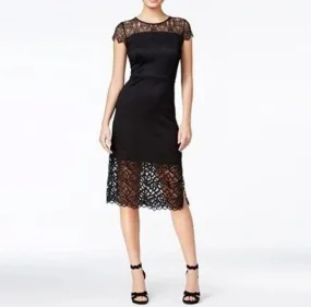 Kensie Black on Black Lace Cap Sleeve Midi Dress