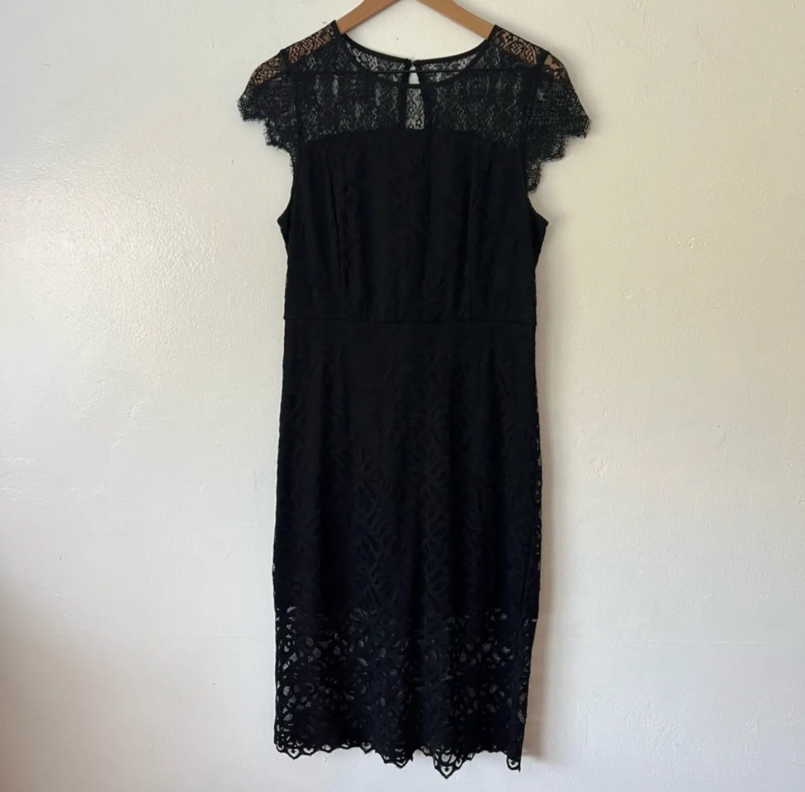 Kensie Black on Black Lace Cap Sleeve Midi Dress