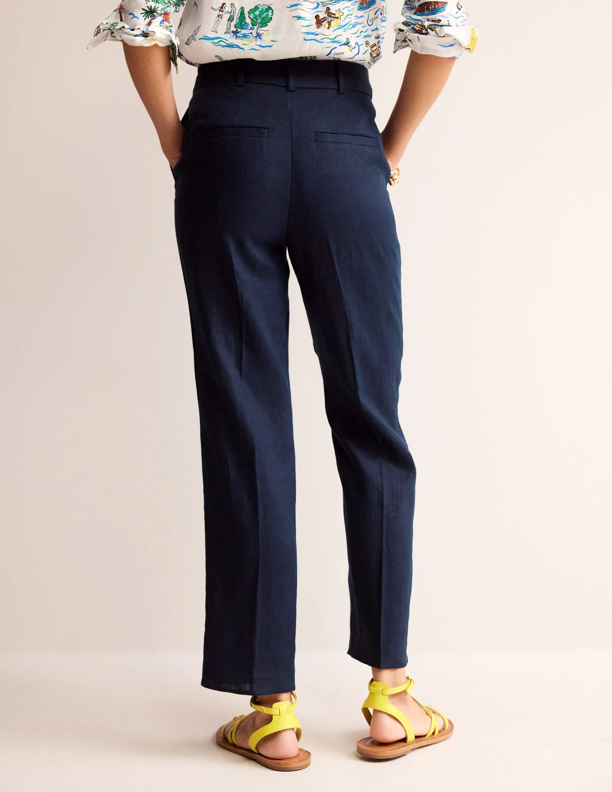 Kew Linen Trousers-Navy