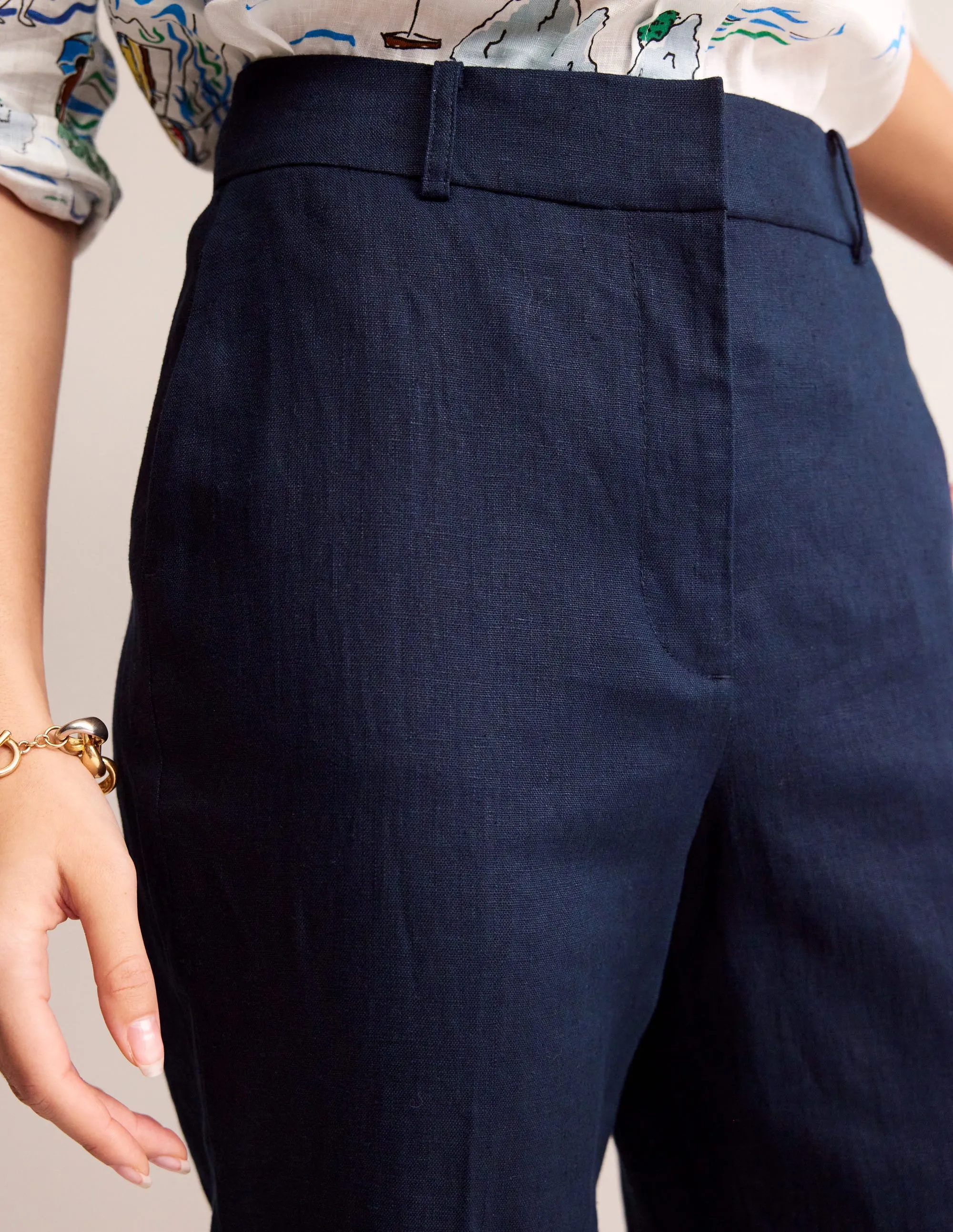 Kew Linen Trousers-Navy