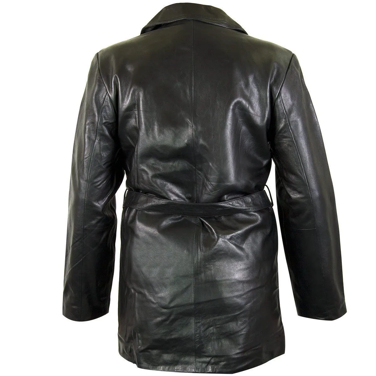 Ladies Lucky Leather 248 Lambskin Leather Coat with 3 Button Closure and Belt