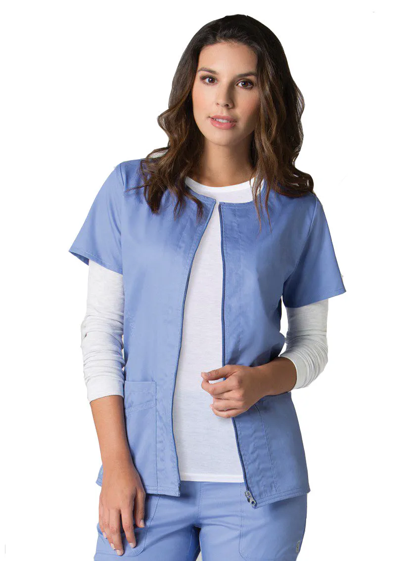 Maevn Back Mesh Panel Short Sleeve Scrub Jacket