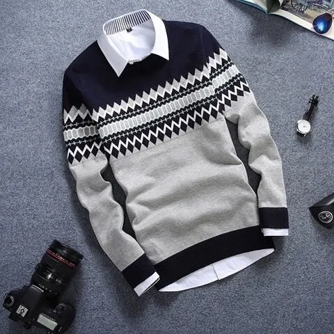 Men Round-Neck Korean Trendy Tops Sweater