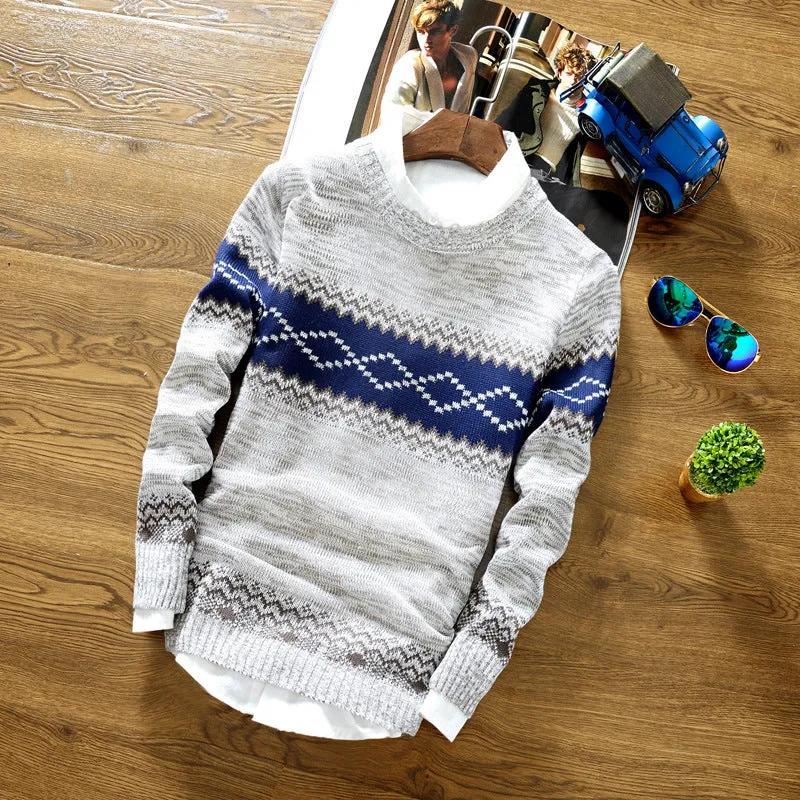 Men Round-Neck Korean Trendy Tops Sweater