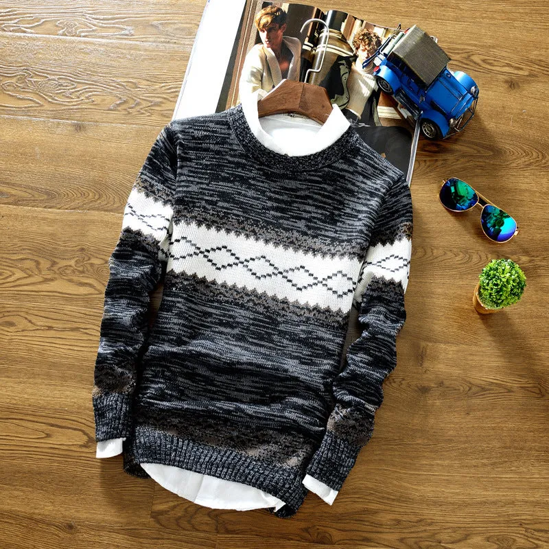 Men Round-Neck Korean Trendy Tops Sweater