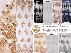 Nylon Mesh Embroidery Bridal Wear  Beaute Des Veux  Fabric - GK 6648/22 - BTK - 202207-2