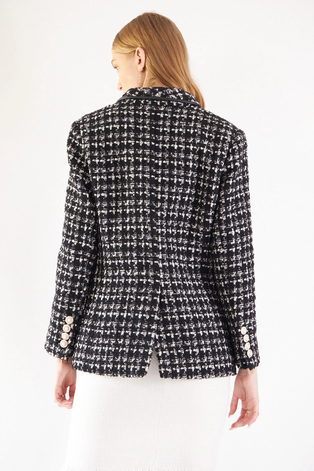 Power Woman- Black & White Tweed Checkers Jacket