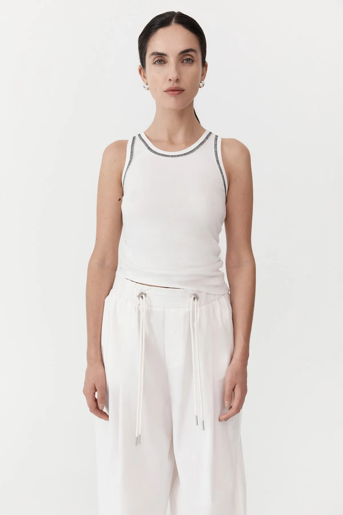 Relaxed Drawstring Pants - White