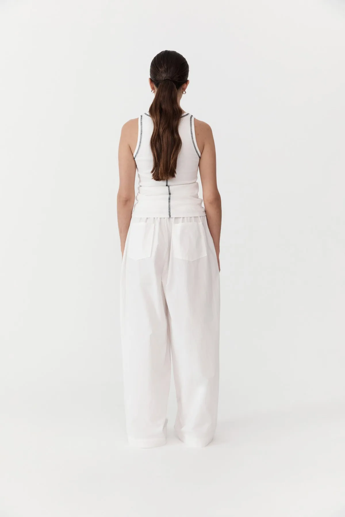 Relaxed Drawstring Pants - White