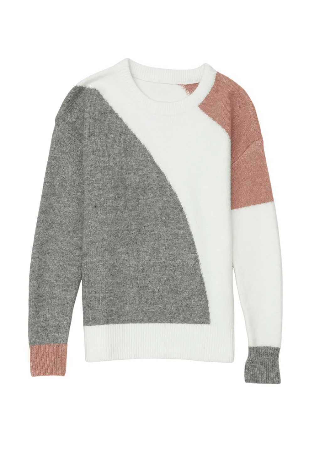 Ribbed Trim Round Neck Sweater