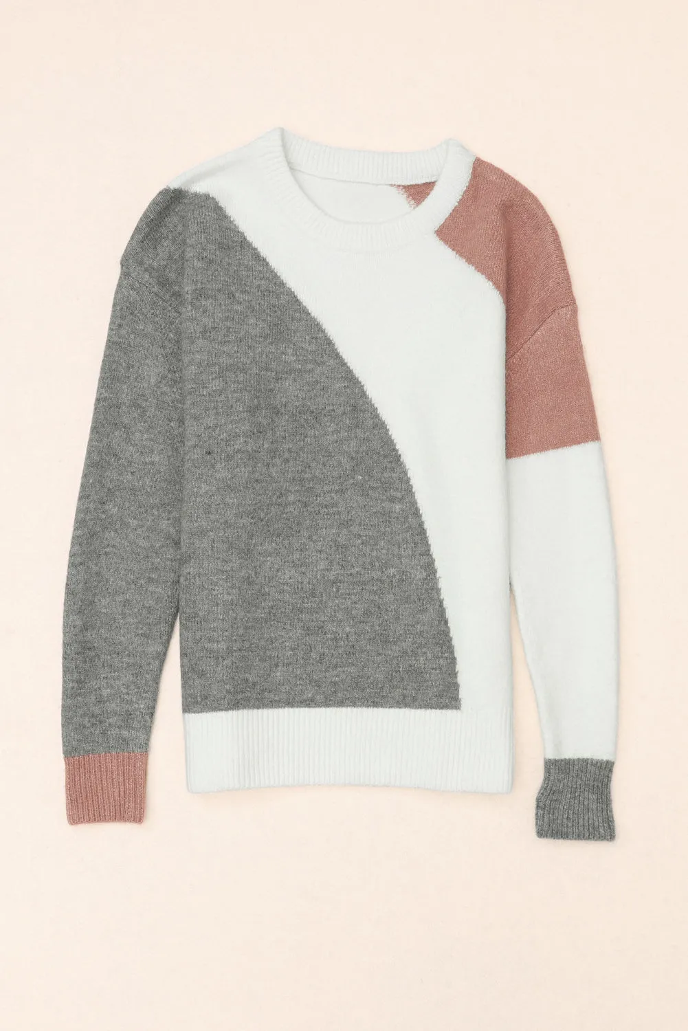 Ribbed Trim Round Neck Sweater