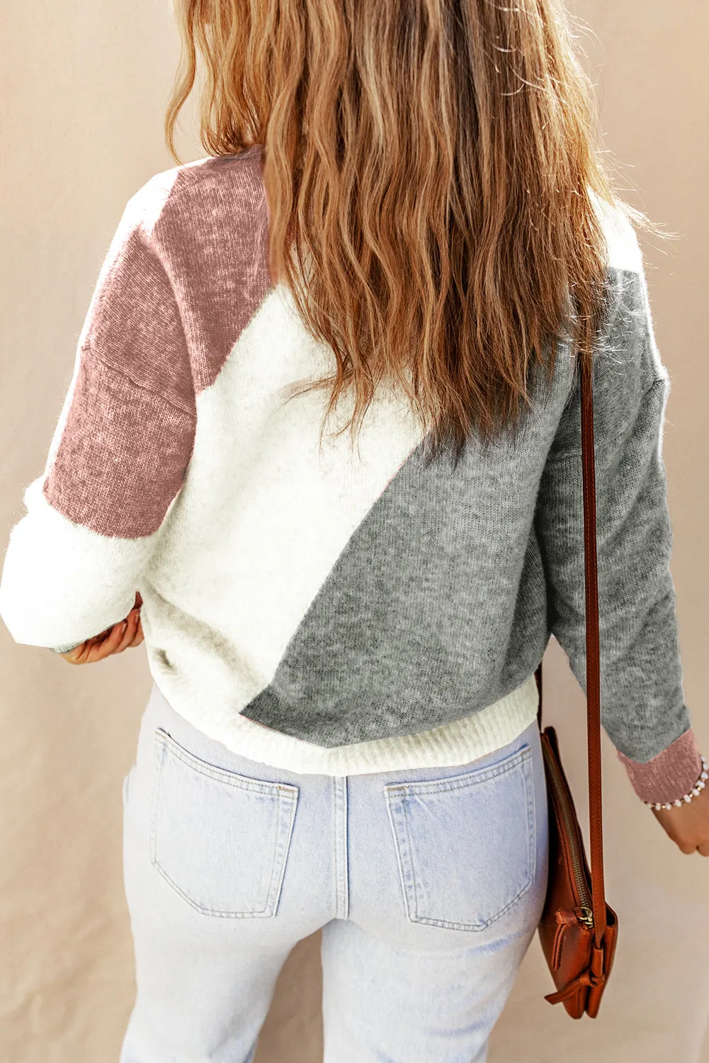 Ribbed Trim Round Neck Sweater