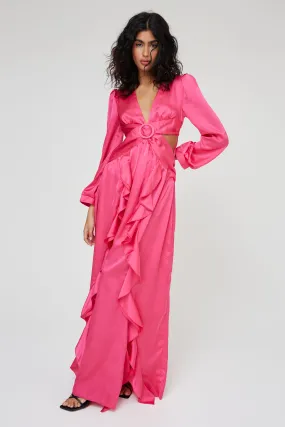 SATIN CUT OUT MAXI DRESS