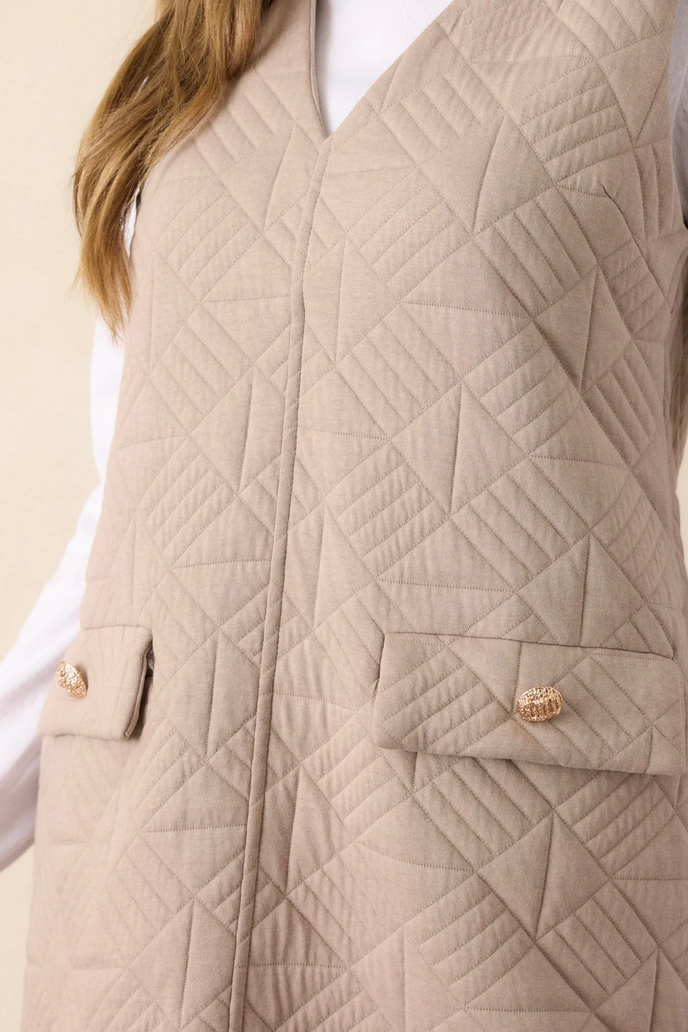 Sophisticated Stunner Taupe Quilted Mini Dress