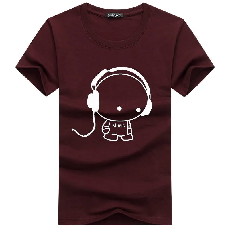 Top Quality Headset Cartoon Printed T-shirt