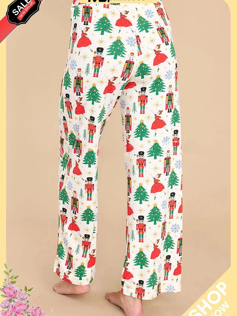 Trendy Christmas Pajama Set with Nutcracker Print