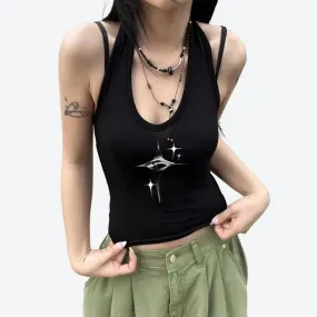 Trendy Slim-Fit Graphic Tank Tops