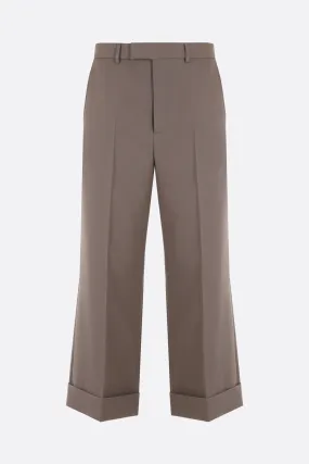 Twill Wide-Leg Cropped Pants