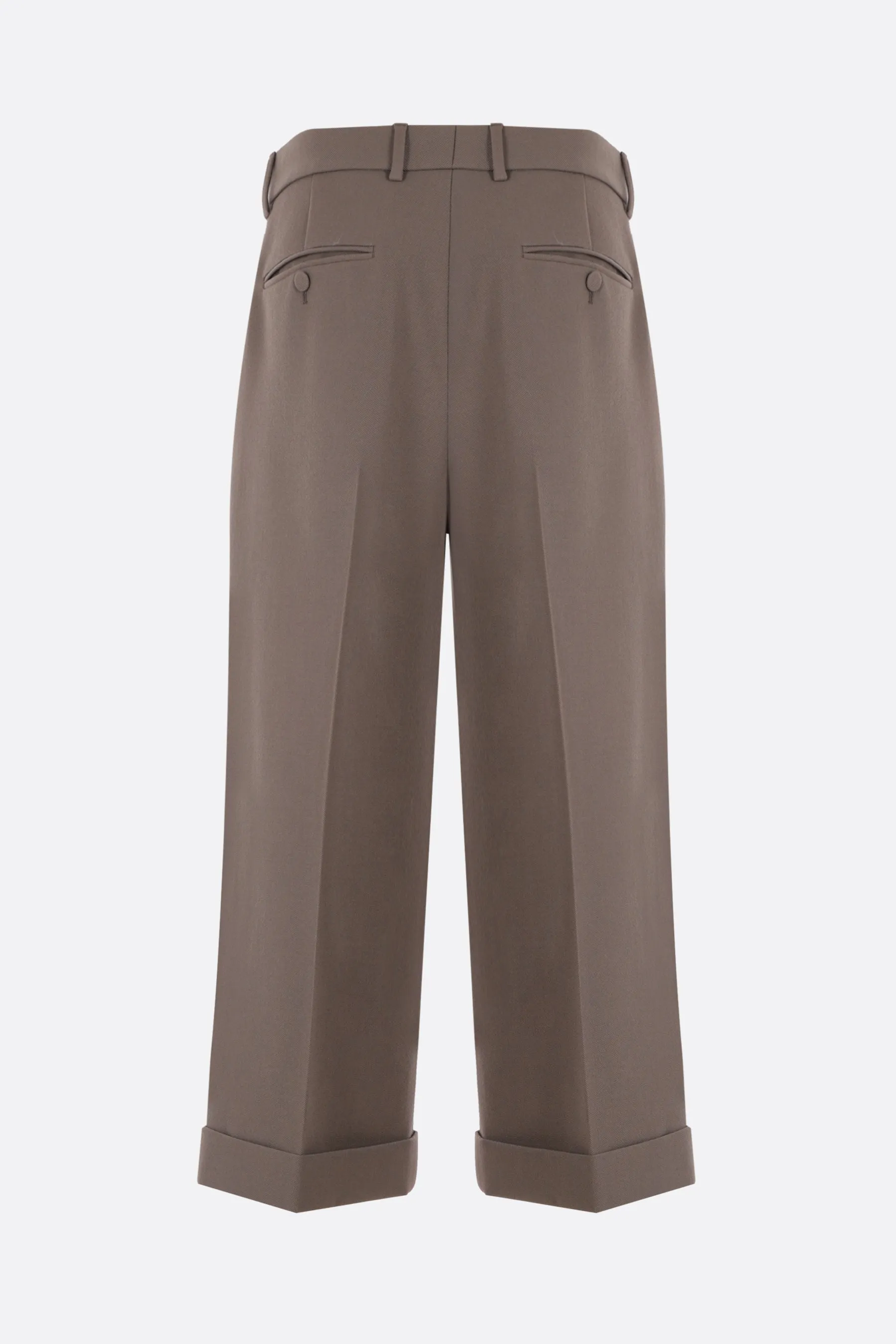 Twill Wide-Leg Cropped Pants