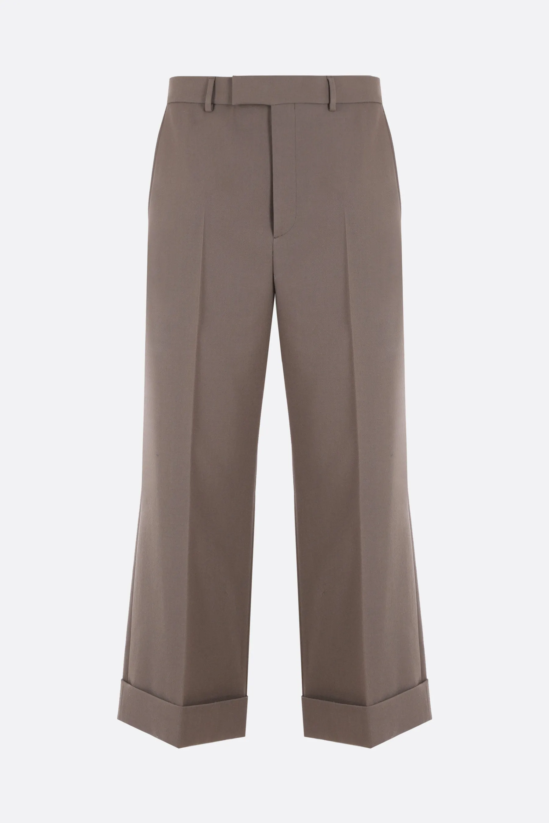 Twill Wide-Leg Cropped Pants