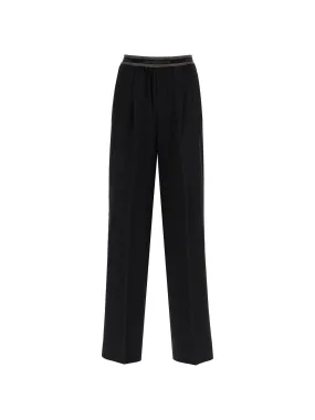 Wide Leg Logo Tape Trousers