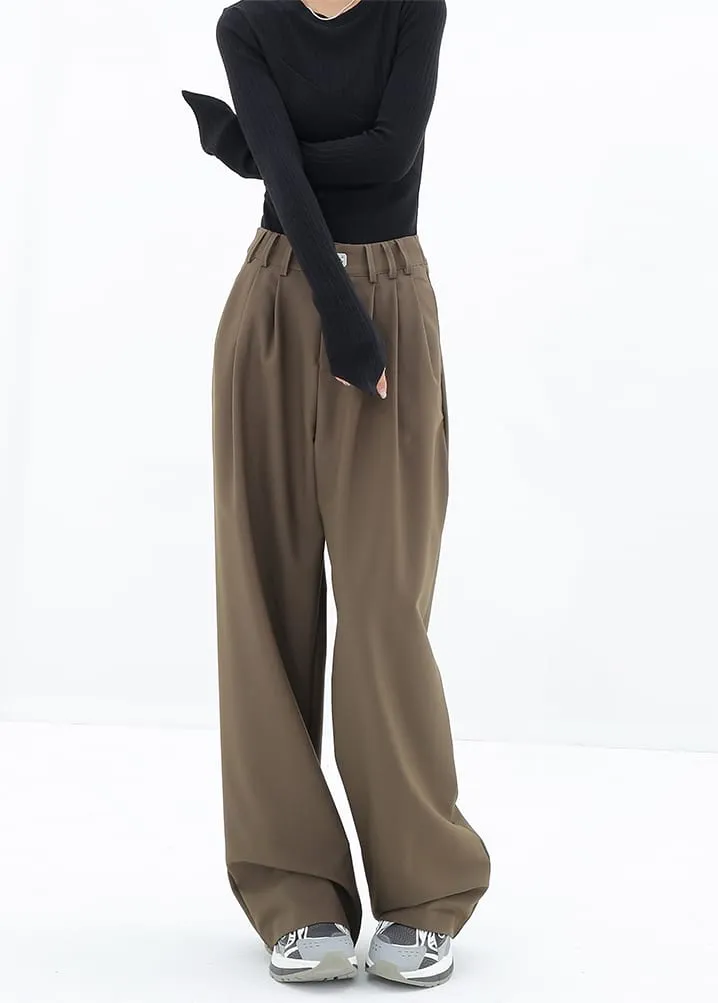 Wide Leg Multi-Pleated Pants