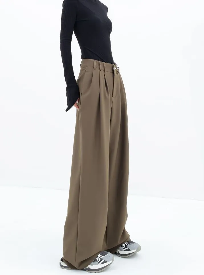 Wide Leg Multi-Pleated Pants