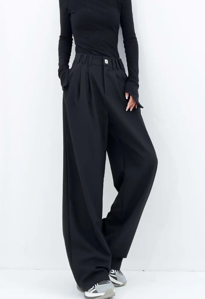 Wide Leg Multi-Pleated Pants