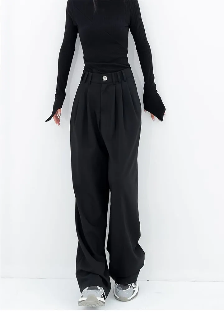 Wide Leg Multi-Pleated Pants