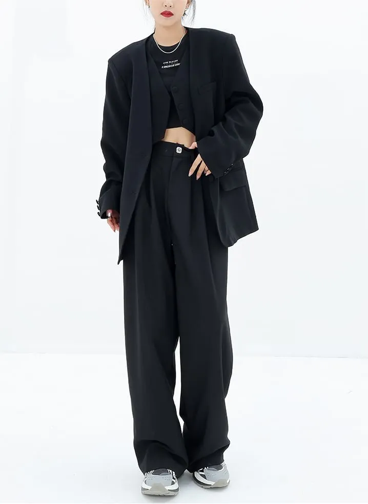 Wide Leg Multi-Pleated Pants