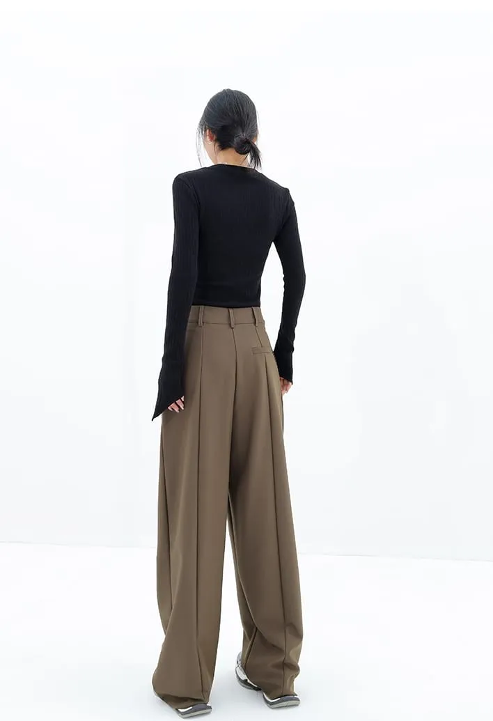 Wide Leg Multi-Pleated Pants