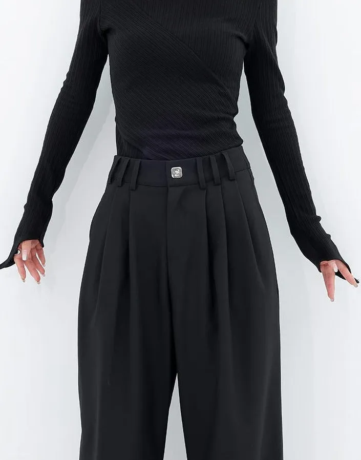 Wide Leg Multi-Pleated Pants