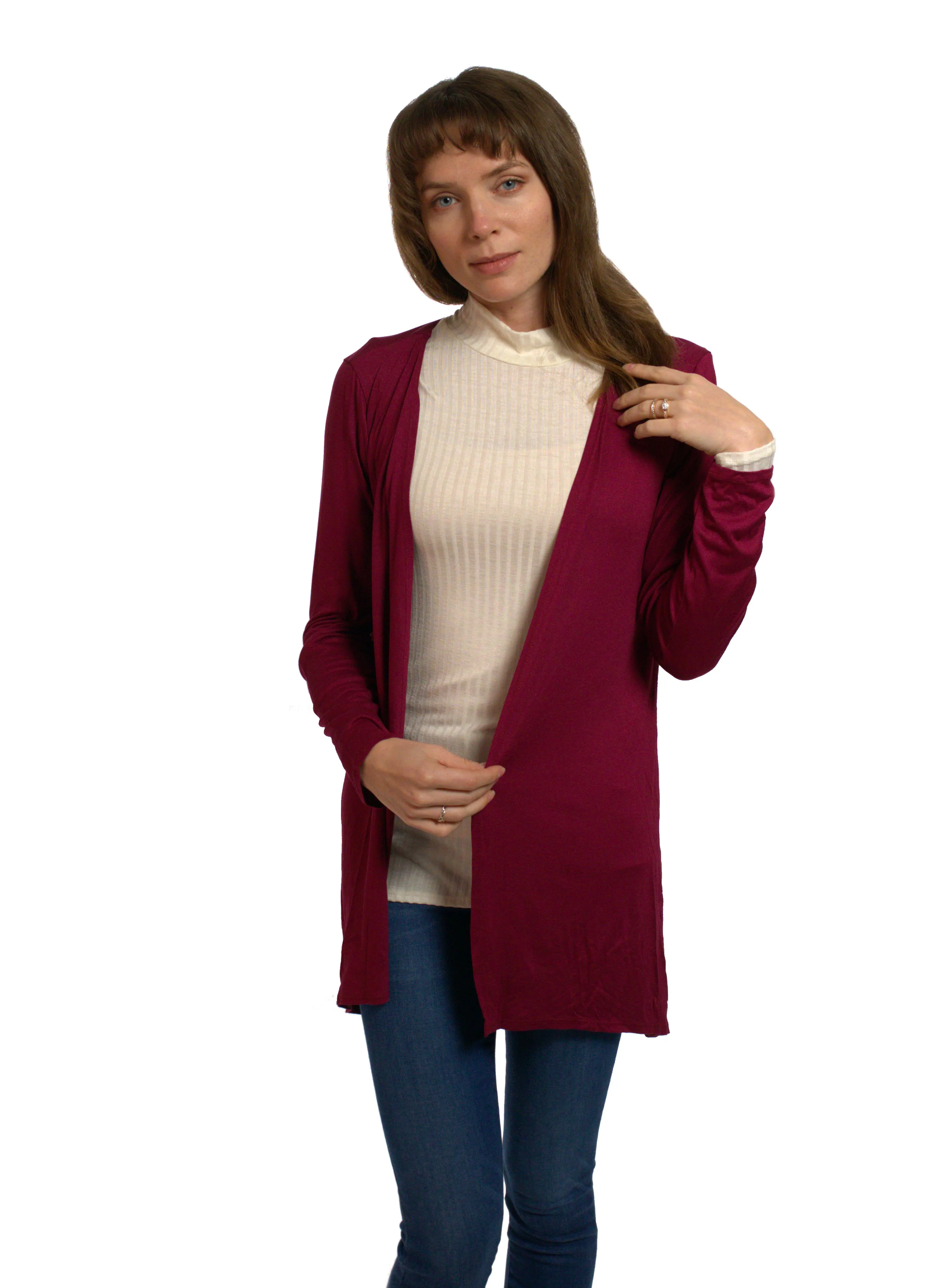 Women's Basic Open-Front Cardigan.