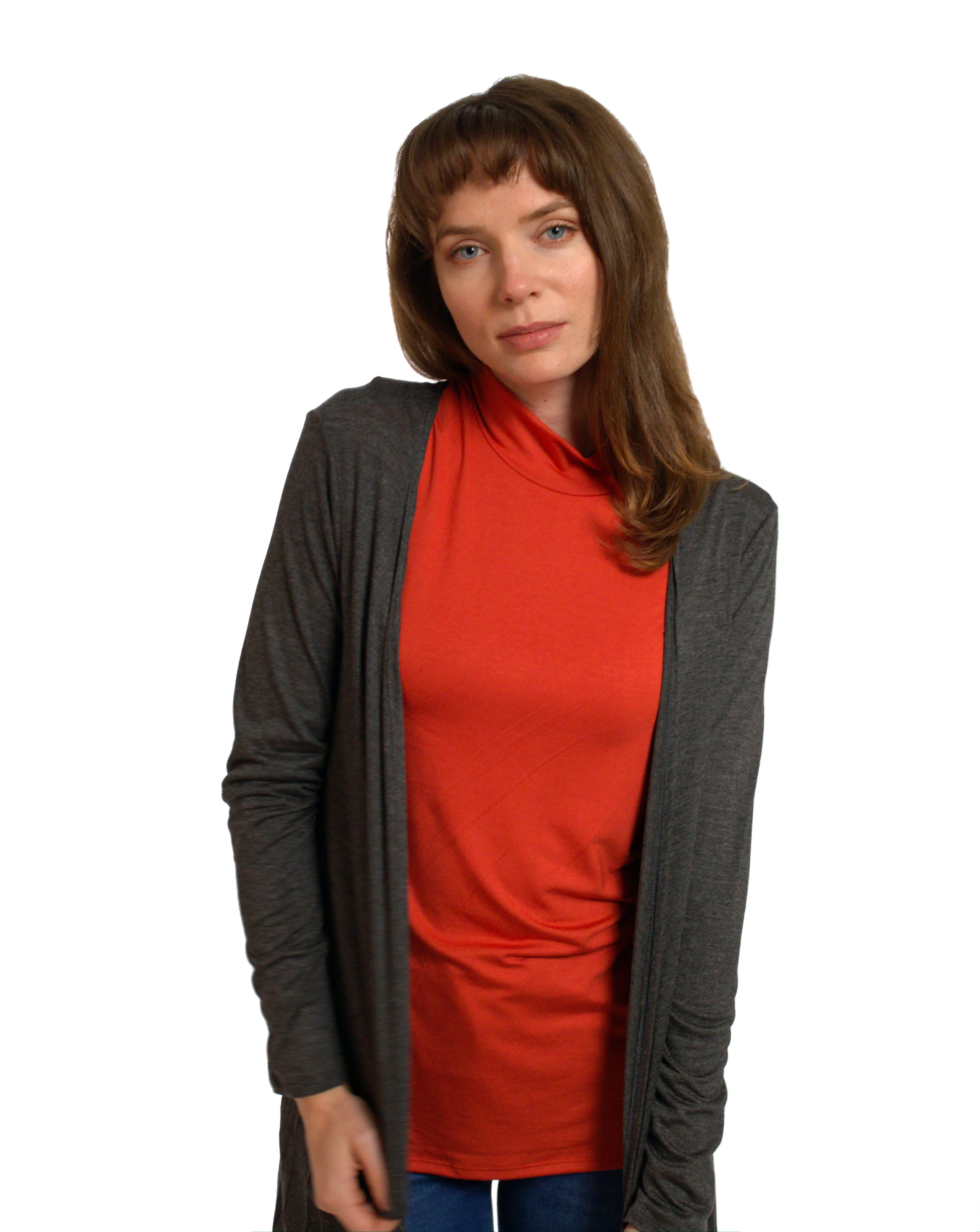 Women's Basic Open-Front Cardigan.