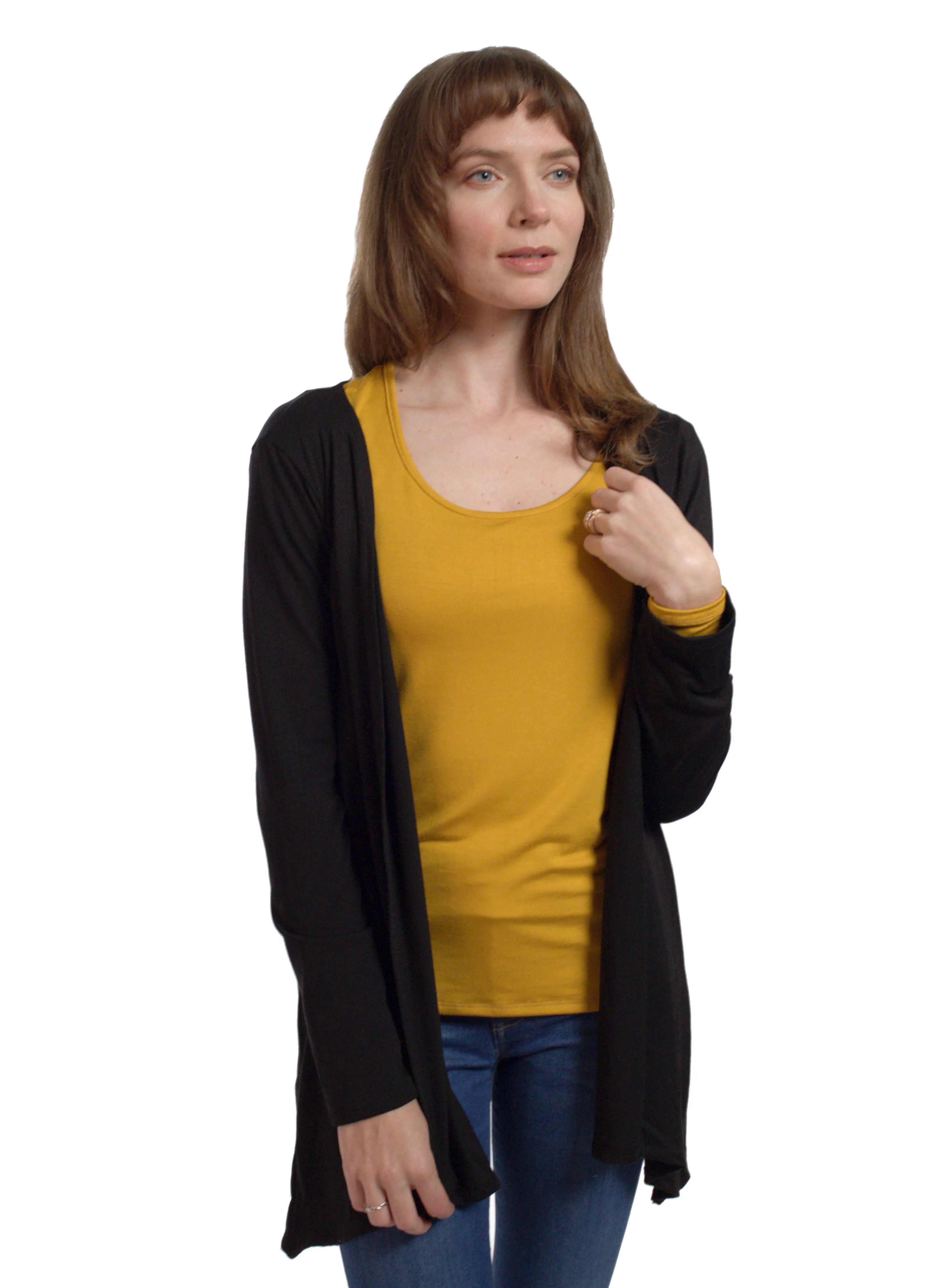 Women's Basic Open-Front Cardigan.